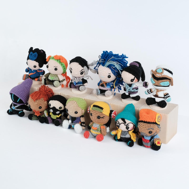 Valorant Plush Keychain, Jett, Reyna, Sage, Phoenix, Killjoy, Viper, Astra, Omen, Valorant Crochet, Raze, Sova, Yoru, Kayo, Astra, Gekko