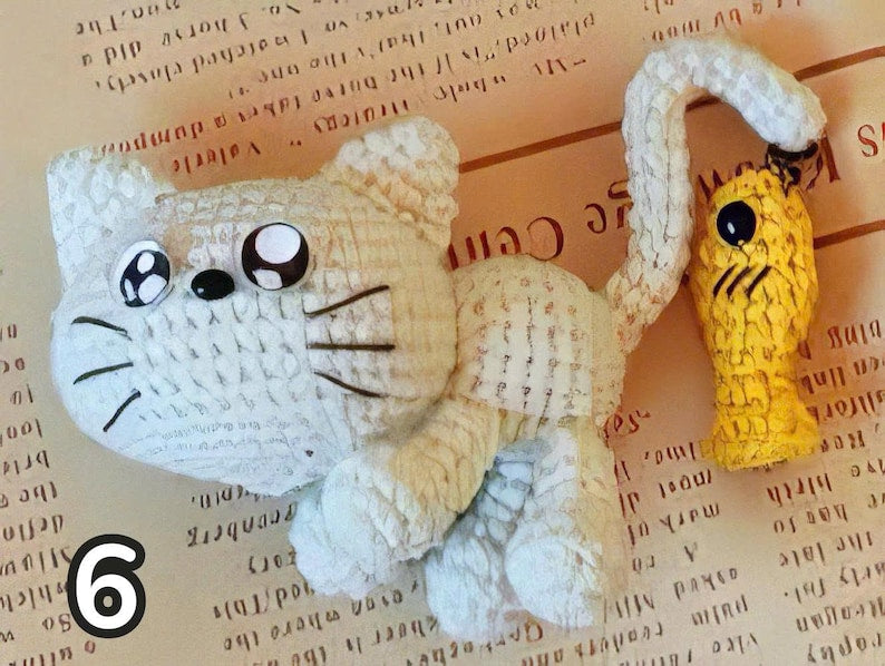 Cute Crochet Cat Keychain, Handmade Amigurumi Cat Plush, Mini Cat Charm, Cat Lover Gift, Kawaii Crochet Animal