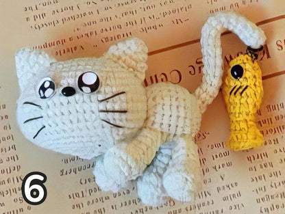 Cute Crochet Cat Keychain, Handmade Amigurumi Cat Plush, Mini Cat Charm, Cat Lover Gift, Kawaii Crochet Animal