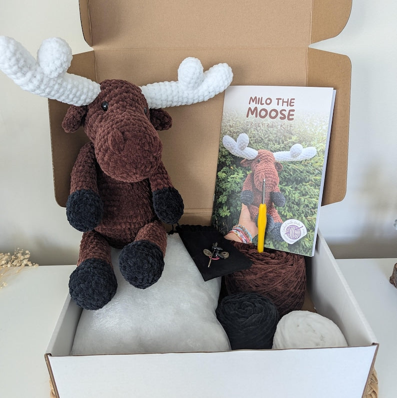 Crochet Kit Amigurumi | Milo The Moose DIY Kit | Craft Starter Kit