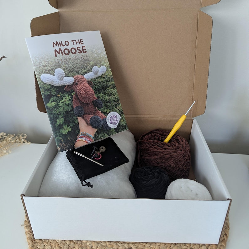 Crochet Kit Amigurumi | Milo The Moose DIY Kit | Craft Starter Kit