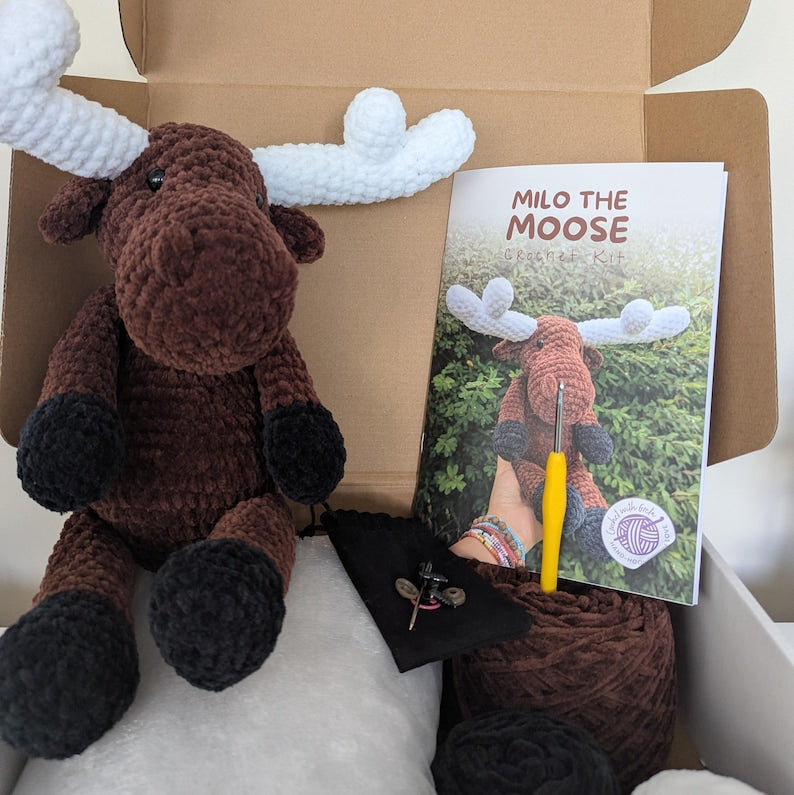 Crochet Kit Amigurumi | Milo The Moose DIY Kit | Craft Starter Kit