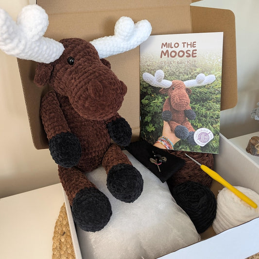 Crochet Kit Amigurumi | Milo The Moose DIY Kit | Craft Starter Kit