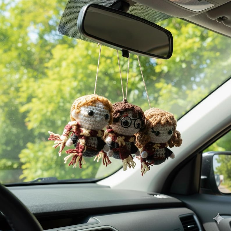 Amigurumi Wizard Boy Car Accessory, Plushie Characters, Famous Character Keychain, Car Hanging Gift