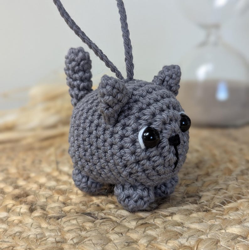 Crochet Cat Car Charm | Cat Plush Rearview Mirror Hanger