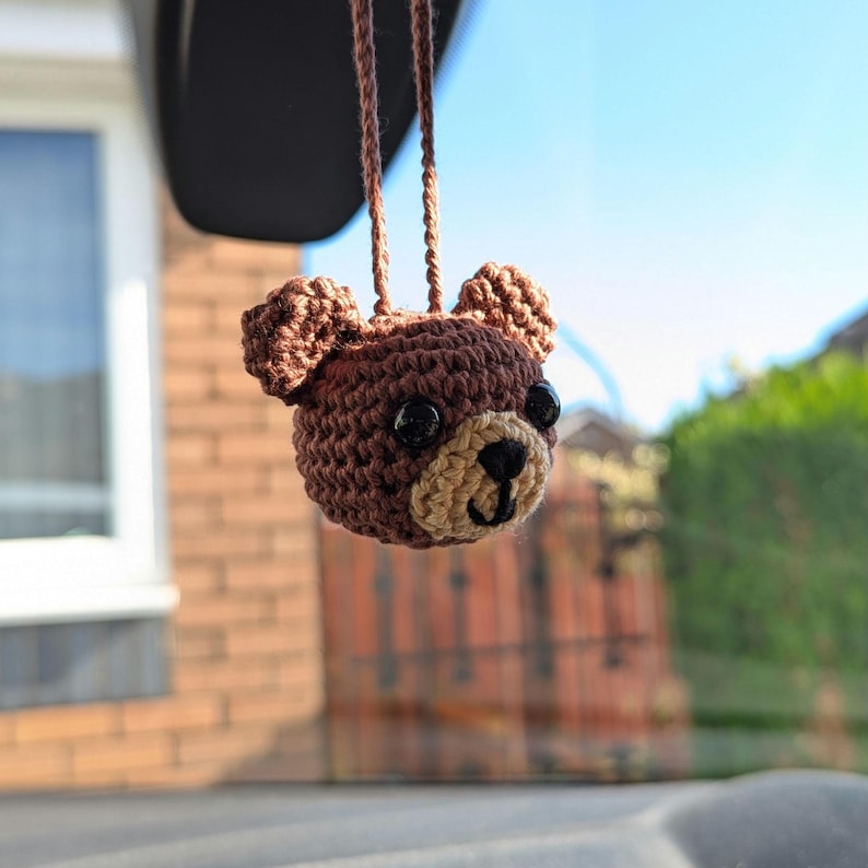 Crochet Bear Car Charm | Bear Rearview Mirror Hanger
