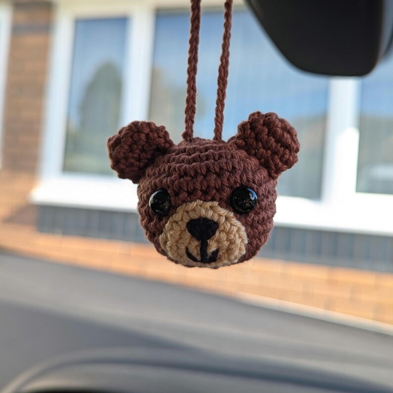 Crochet Bear Car Charm | Bear Rearview Mirror Hanger