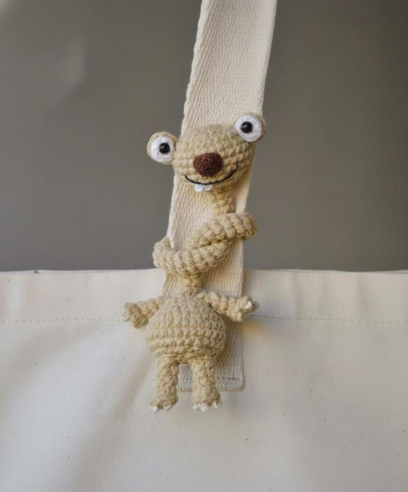 Sid the Sloth Amigurumi, Crochet Sloth , Long Neck Sloth, Ice Age Character Crochet, Gift For Her, Bag Charm