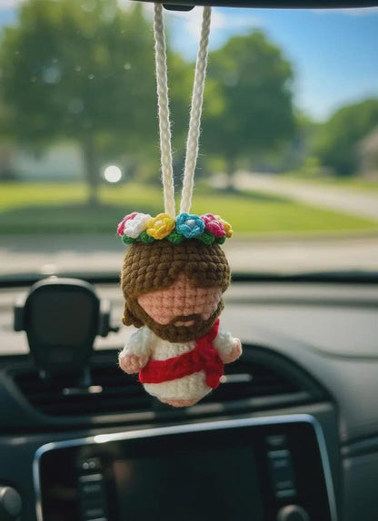 Handmade Crochet Jesus Hanging, Christian Gift, Jesus Car Mirror Hanging, Religious Amigurumi Ornament, Christmas Gift, Baptism Gift