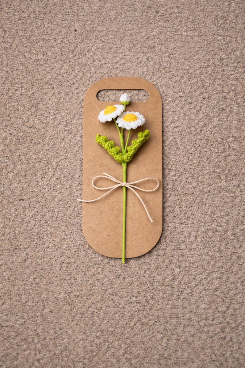 Handmade Crochet Flower Stem – Sunflower, Daisy, Rose & Tulip Gift