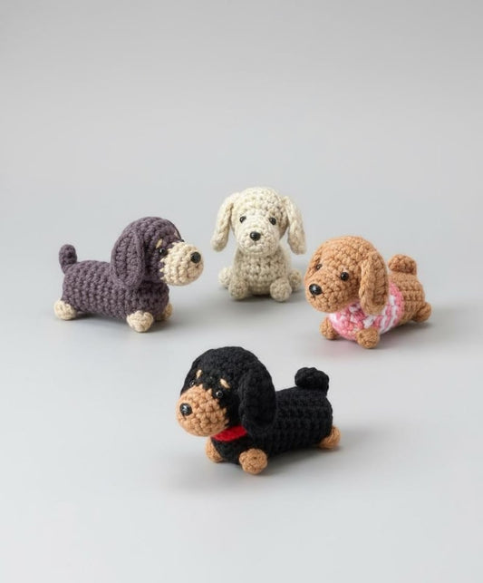 Buy 2 Get 1 Handmade Crocheted Dachshund Keychain, Crochet Wiener Dog Keychain, Handmade Dog, Crochet Keychain, Gift For Dog Lovers