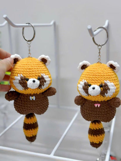 Cute Crochet Raccoon Keychain, Handmade Amigurumi Raccoon Plush, Kawaii Animal Keyring, Bag Charm, Gift for Raccoon Lovers, Crochet Keychain