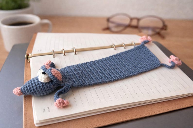 Funny Mouse Bookmark, Crochet Page Marker, Handmade Book Accessory