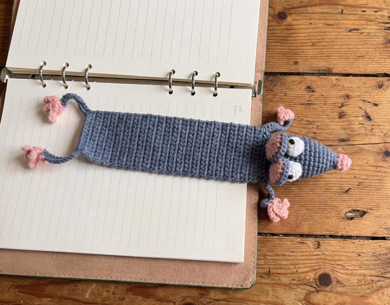 Funny Mouse Bookmark, Crochet Page Marker, Handmade Book Accessory