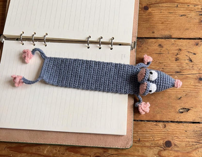 Funny Mouse Bookmark, Crochet Page Marker, Handmade Book Accessory