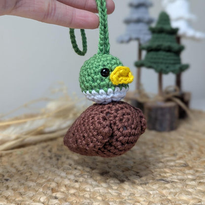 Rubber Duck Car Charm | Crochet Duck Rearview Mirror Accessories