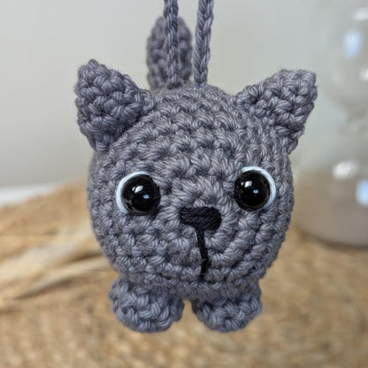 Crochet Cat Car Charm | Cat Plush Rearview Mirror Hanger