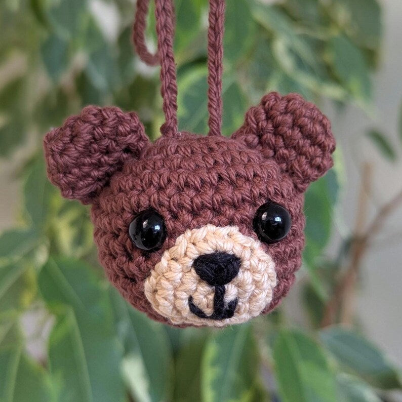Crochet Bear Car Charm | Bear Rearview Mirror Hanger