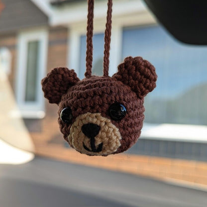 Crochet Bear Car Charm | Bear Rearview Mirror Hanger