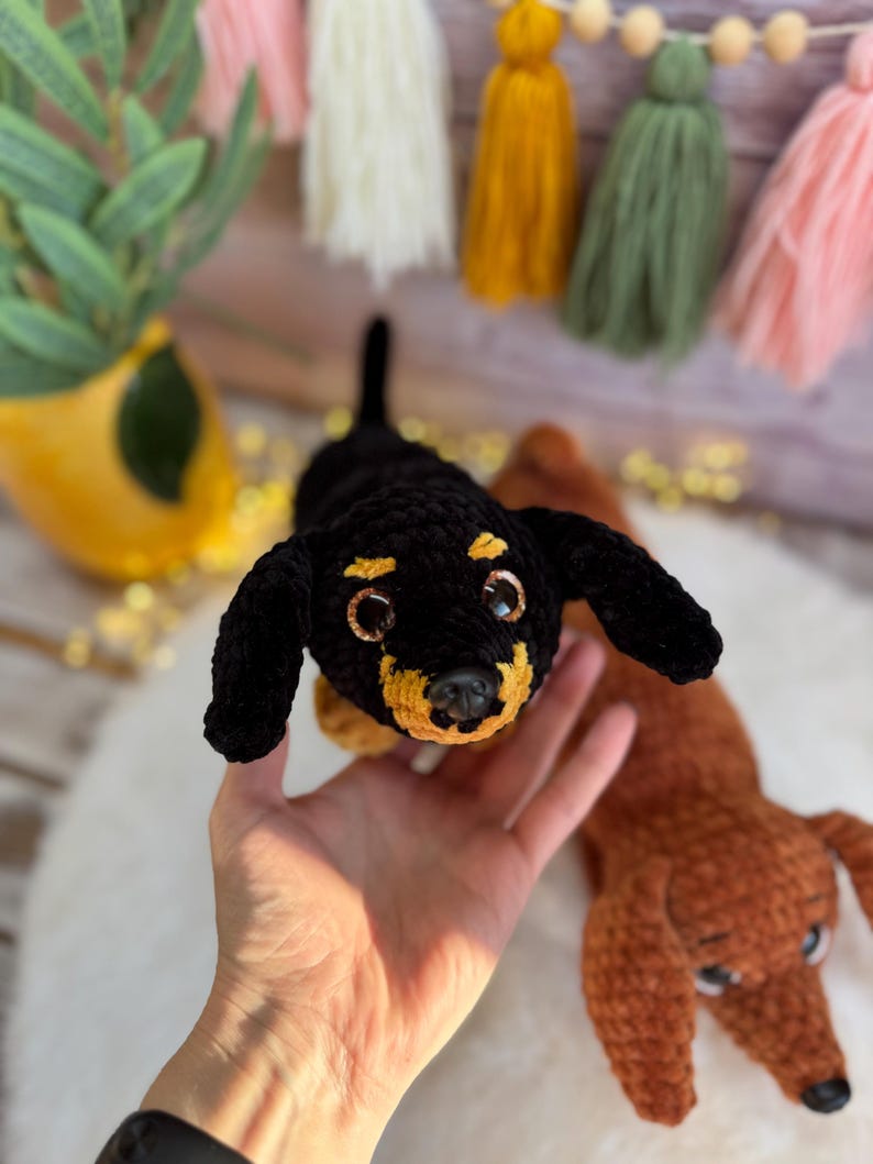 Crochet Dachshund, Sausage Dog Decor, Amigurumi Dachshund, Wiener Dog Lover Gift