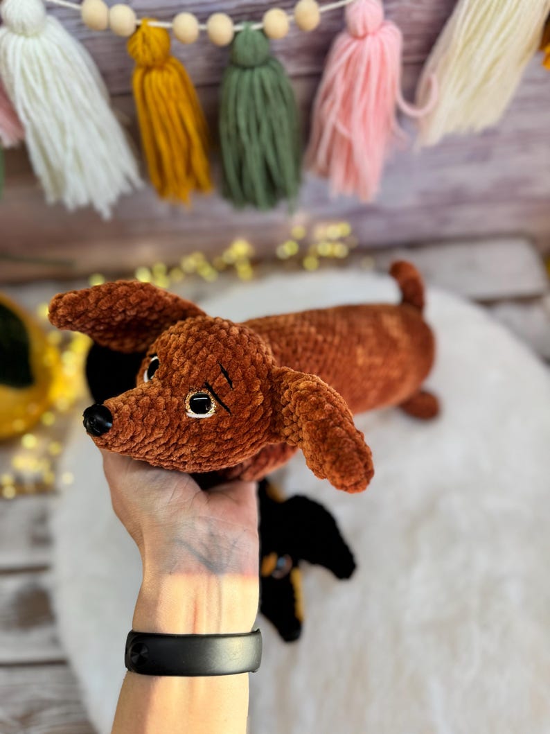 Crochet Dachshund, Sausage Dog Decor, Amigurumi Dachshund, Wiener Dog Lover Gift