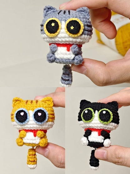 Cute Crochet Baby Cat Plush, Handmade Amigurumi Cute Cat, Kawaii Mini Plush Toy, Animal Keychain, Gift for CatLovers, Crochet Cat