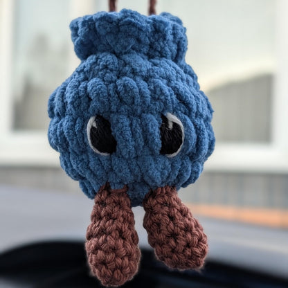 Crochet Blueberry Car Charm | Handmade Blueberry Rearview Mirror Hanger