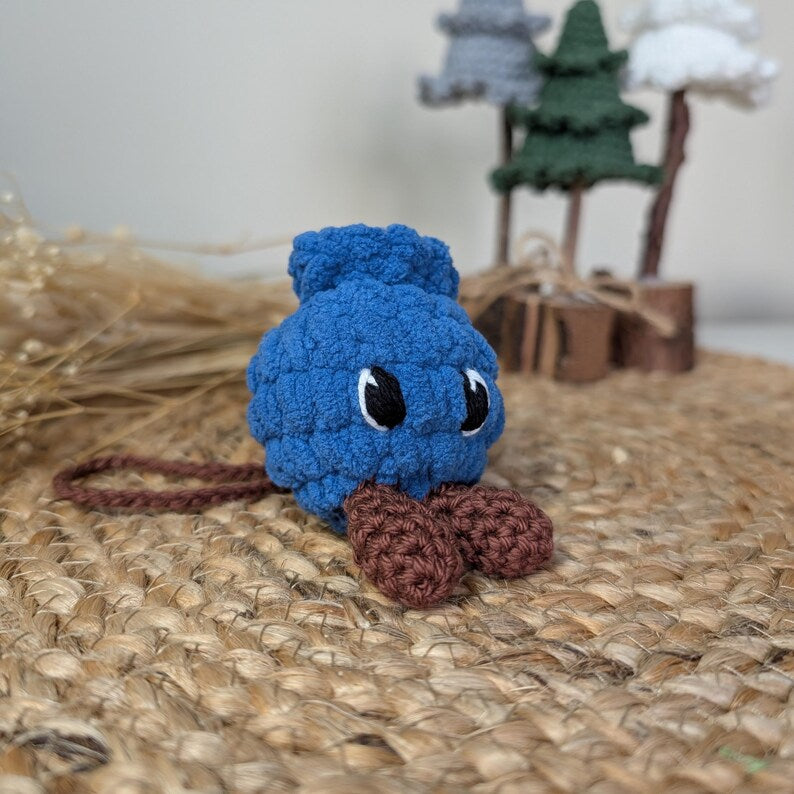 Crochet Blueberry Car Charm | Handmade Blueberry Rearview Mirror Hanger
