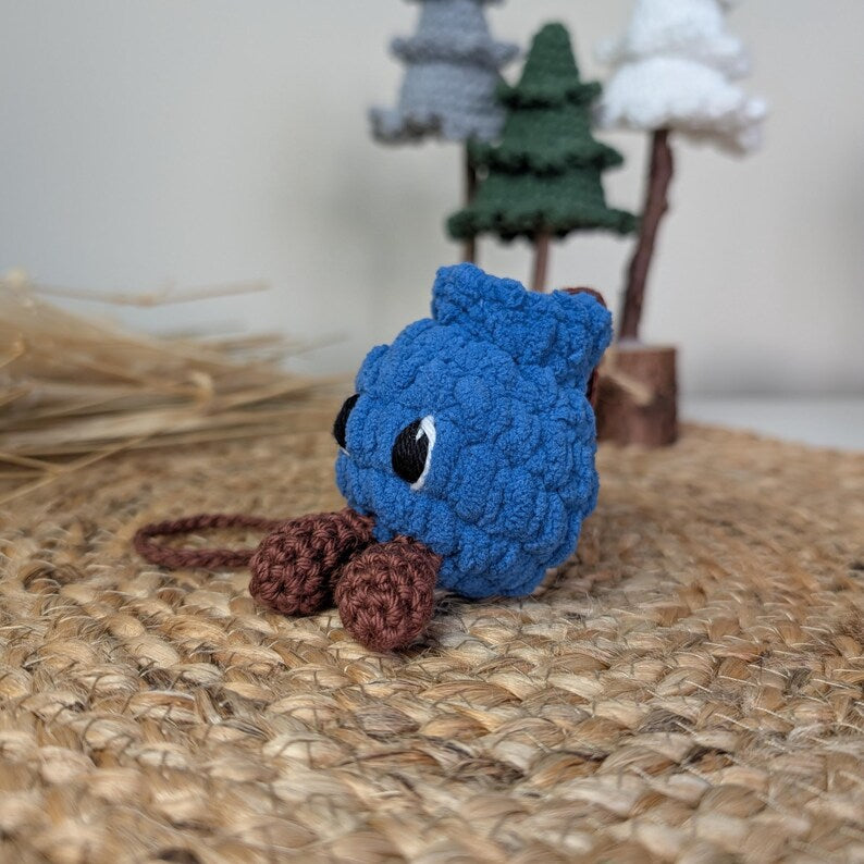 Crochet Blueberry Car Charm | Handmade Blueberry Rearview Mirror Hanger