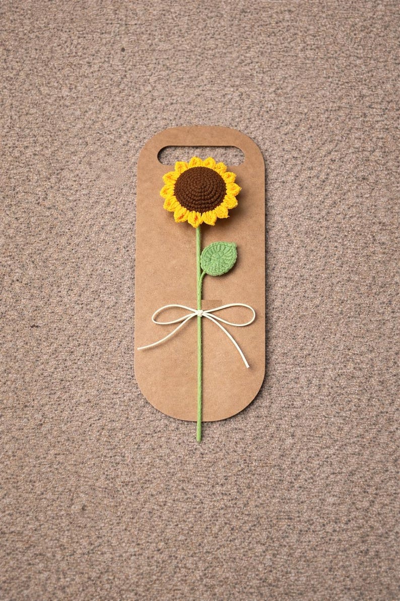 Handmade Crochet Flower Stem – Sunflower, Daisy, Rose & Tulip Gift
