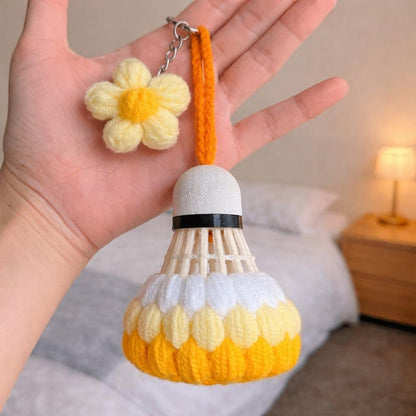 Crochet Shuttlecock Keychain, Handmade Badminton Bag Charm