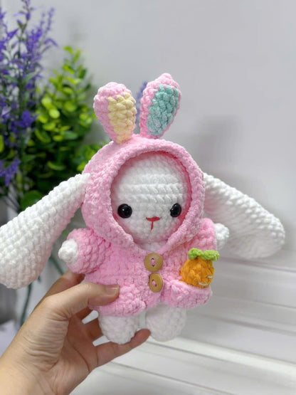 Cute Crochet Bunny Plush, Handmade Amigurumi Rabbit with Hoodie, Kawaii Bunny Doll, Soft Plush Toy, Easter Gift, Bunny Lover Gift, Miffy
