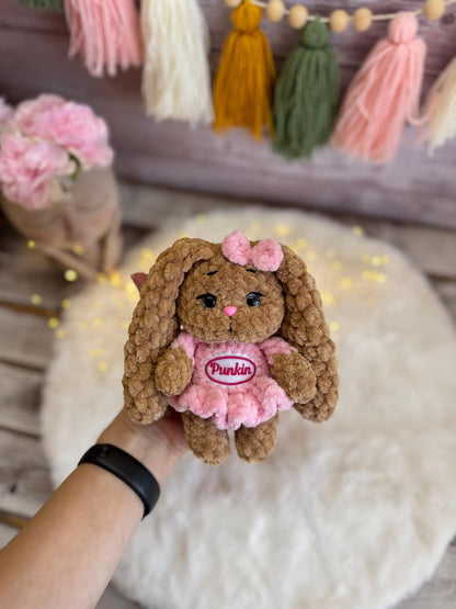Custom Name Bunny Decor, Personalized Crochet Rabbit Ornament, Handmade Easter Decoration, Bunny Keepsake