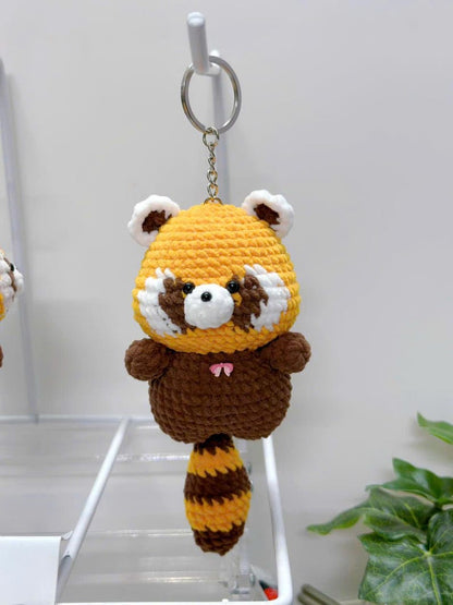 Cute Crochet Raccoon Keychain, Handmade Amigurumi Raccoon Plush, Kawaii Animal Keyring, Bag Charm, Gift for Raccoon Lovers, Crochet Keychain
