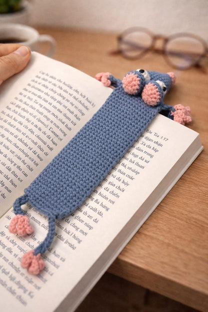 Funny Mouse Bookmark, Crochet Page Marker, Handmade Book Accessory