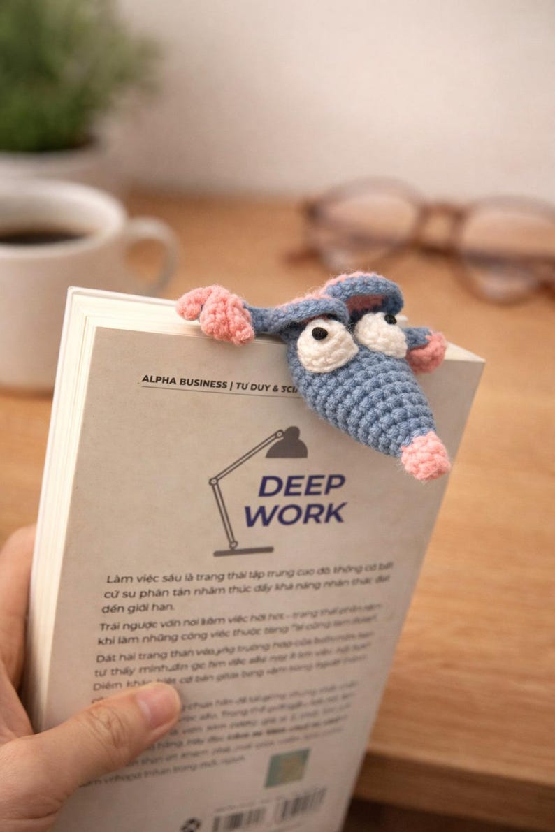 Funny Mouse Bookmark, Crochet Page Marker, Handmade Book Accessory