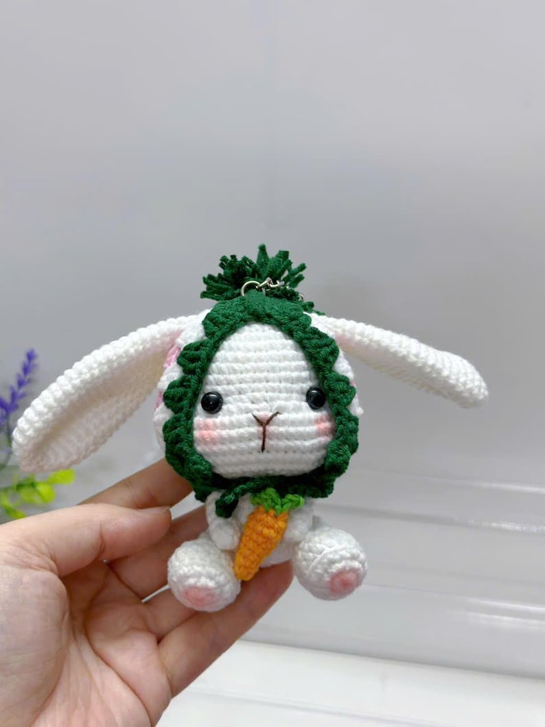Handmade Crochet Bunny Keychain: Cotton Miffy Bag Charm