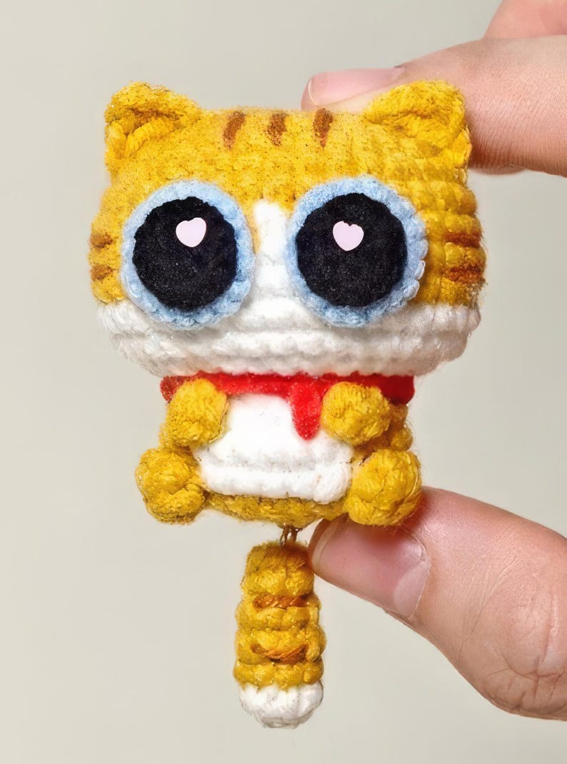 Cute Crochet Baby Cat Plush, Handmade Amigurumi Cute Cat, Kawaii Mini Plush Toy, Animal Keychain, Gift for CatLovers, Crochet Cat