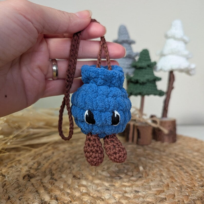 Crochet Blueberry Car Charm | Handmade Blueberry Rearview Mirror Hanger