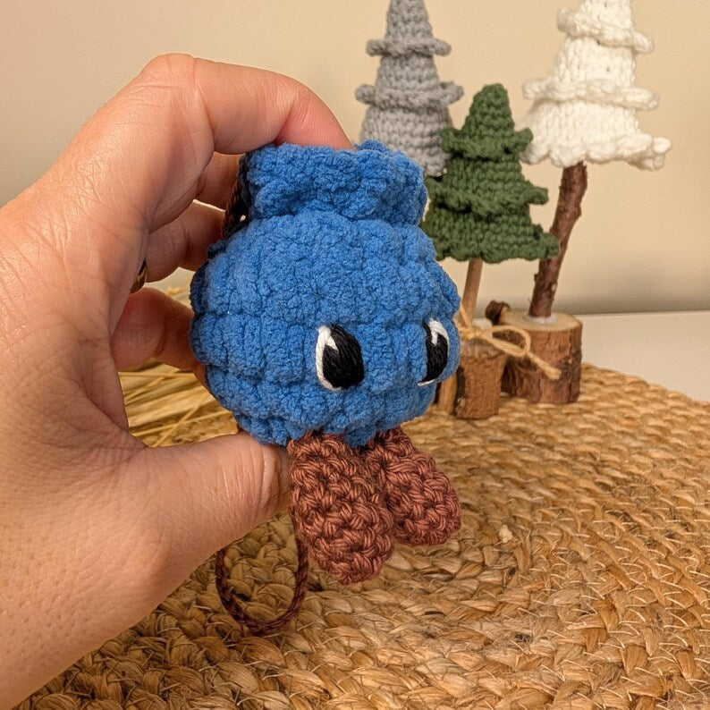 Crochet Blueberry Car Charm | Handmade Blueberry Rearview Mirror Hanger