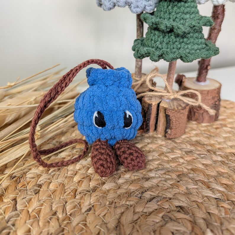 Crochet Blueberry Car Charm | Handmade Blueberry Rearview Mirror Hanger