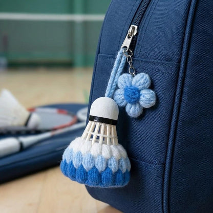 Crochet Shuttlecock Keychain, Handmade Badminton Bag Charm