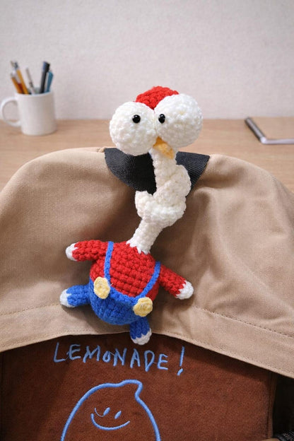 Funny Crochet Long Chicken Bag Charm| Handmade Derpy Long Neck Rooster, Quirky Farm Animal Bag Charm, Gag Gift, Kawaii Amigurumi Accessory