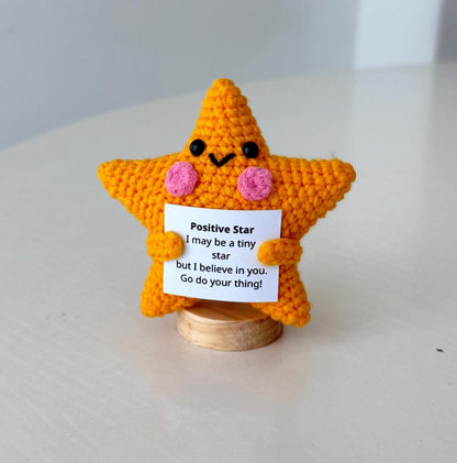 2PCS Crochet Supportive Star/Moon, Positive Star, Positive Moon, Cute Desk Accessory, Coworkers Gift, Cheer Up Gift, Birthday Gifts