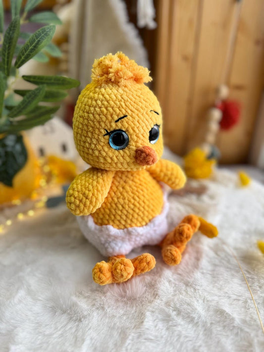 Crochet Easter Chick Decor, Handmade Spring Chick Ornament, Yellow Bird Gift, Easter Basket Decoration, Farmhouse Easter Decor