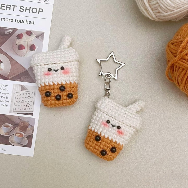 Crochet Boba Keychain, Crochet Boba Plush, Crochet Drink, Amigurumi Bubble Tea Keychain, Handmade Boba Keychain, Crochet Bubble Tea Keychain