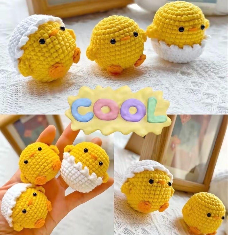 Crochet Easter Chick – Amigurumi Baby Chick in Egg – Handmade Spring Decor – Cute Mini Chick Plush – Easter Basket Gift, Crochet Chick