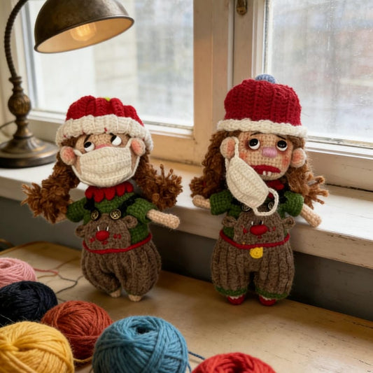 Hand Knit Wool Figurine Prominent Fangs Holiday Embellishment Crochet Plaything Pal Tokens Birthday Surprises Christmas Festive Trinkets