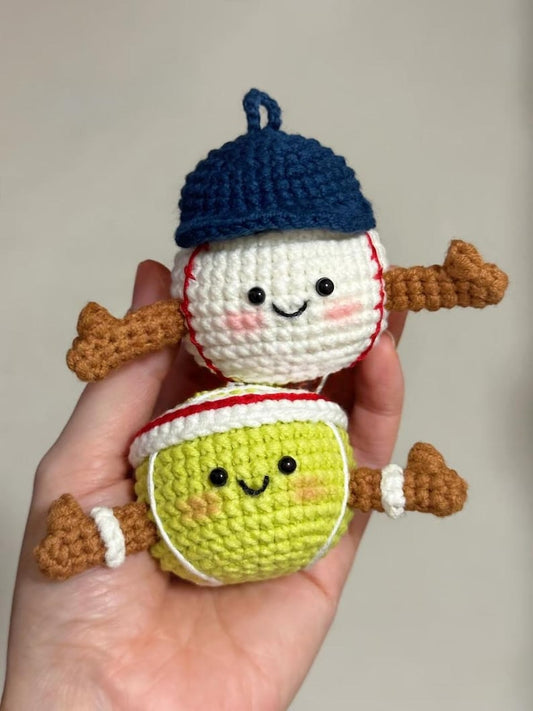 Cute Crochet Tennis Ball Plush, Handmade Sports Amigurumi Plush Toy, Kawaii Mini Ball Plush, Sports Lover Gift, Coach Gift, Tennis Gift
