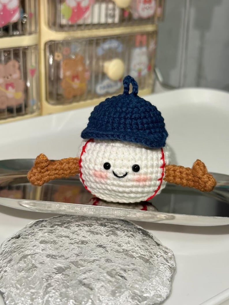 Cute Crochet Tennis Ball Plush, Handmade Sports Amigurumi Plush Toy, Kawaii Mini Ball Plush, Sports Lover Gift, Coach Gift, Tennis Gift